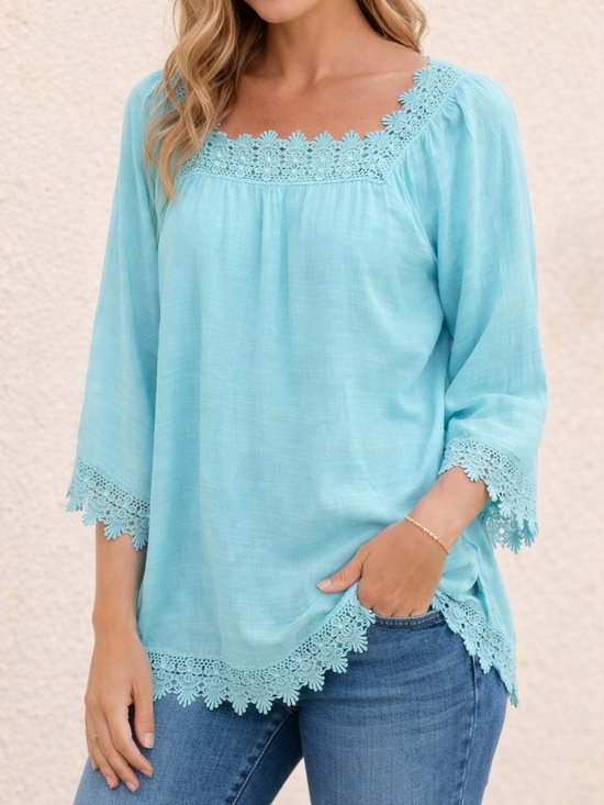 Zac & Rachel Tops - ZAC and RACHEL Women's Blouse with Crochet Lace Trim - S/M